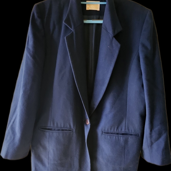 Pendleton Suit Jacket Blazer Navy Blue Virgin Wool Jacket Size 12 Vintage - Picture 1 of 13